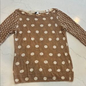 JCrew Polka Dot Lightweight Sweater - Tan and Cream- SMALL